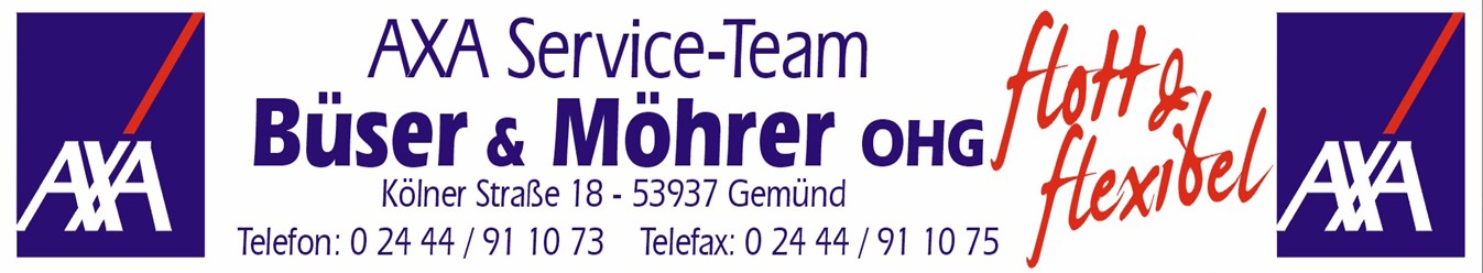AXA Büser & Möhrer OHG, Gemünd — Sponsor der SG Rotbachtal-Strempt