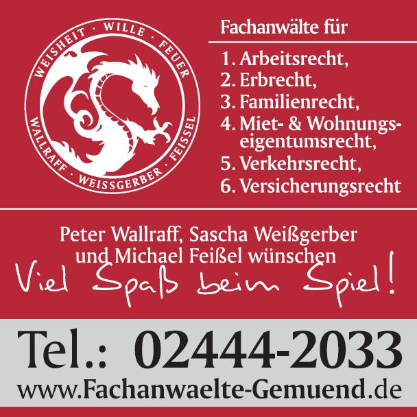 Fachanwälte Wallraff · Weißgerber · Feißel, Gemünd — Sponsor der SG Rotbachtal-Strempt