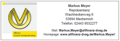 Markus Meyer · Allfinanz DVAG, Mechernich — Sponsor der SG Rotbachtal-Strempt
